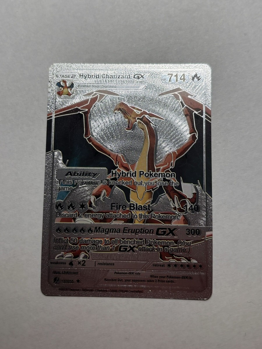 Hybrid Charizard GX Full Art Silver Foil Fan Art Display Card HP