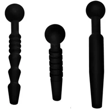 Master Series Dark Rods 3 Piece Hollow Silicone CBT Penis Plug Urethral Set