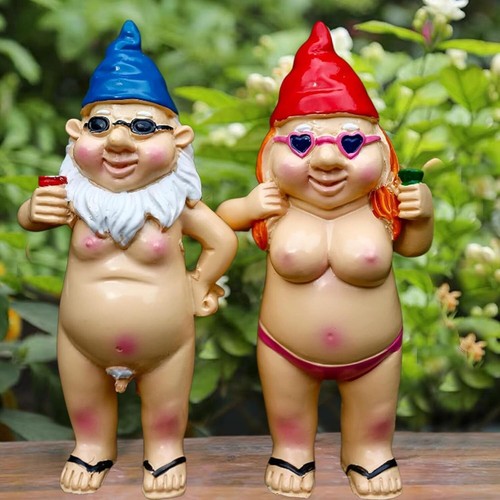 2Pcs Nude Statuary Garden Gnomes Naughty Naked Funny Gift Statue Decor Nudist AL - Picture 4 of 10