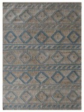 Hand Woven Kilim Jute Area Rug Contemporary Light Brown Light Blue BBH BBJ00088