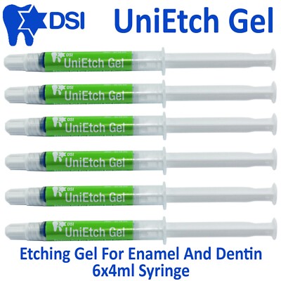 DSI UniEtch Dental Etching Gel For Enamel & Dentin 6x Syringes 37% 4ml Each