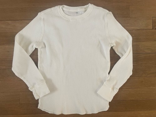 NWOT Gap Kids Boys Sz Large L 10-11 White Waffle Knit Thermal Top Sweater Shirt