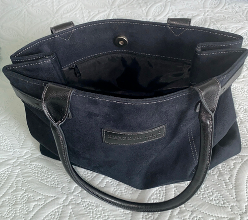 Kenneth Cole New York Black Suede Satchel Purse Handbag Tote Nice! - Picture 11 of 11