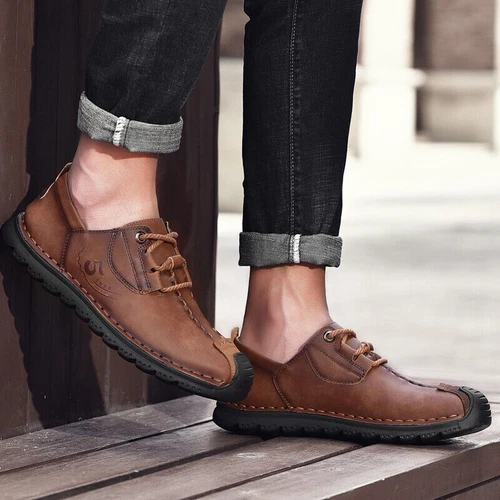 Herren Weiches Leder Freizeitschuhe Mode Fahrschuhe Flache Halbschuhe Mokassins - Bild 11 von 23