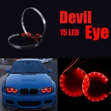 2X Red Devil Demon Eyes Halo Ring LED For Projector Lens Headlights Retrofit