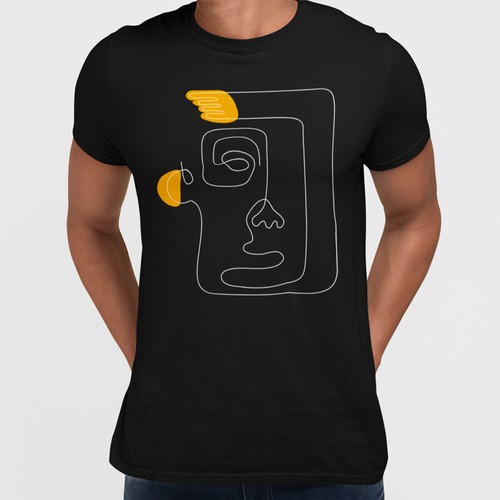 Abstract T-Shirt Art Face Shirts Top Line Drawing Unique Minimalist Portrait - Picture 28 of 31