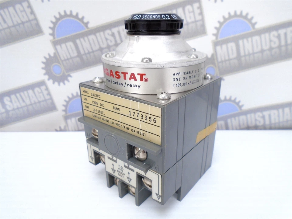 AGASTAT - 2422PC TIME DELAY RELAY - 240 VAC 1/4HP - Coil 120 VDC - .8-15 Sec NEW - Image 4 of 4