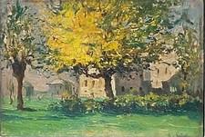 Ivo Gemelli  (Milano 1897 - Torino 1964). Paesaggio Piemontese. Olio su cartone.