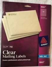 Avery Ink Jet Clear Mailing Labels 1 3/4" x  1/2" Size, 2000 labels # 8667