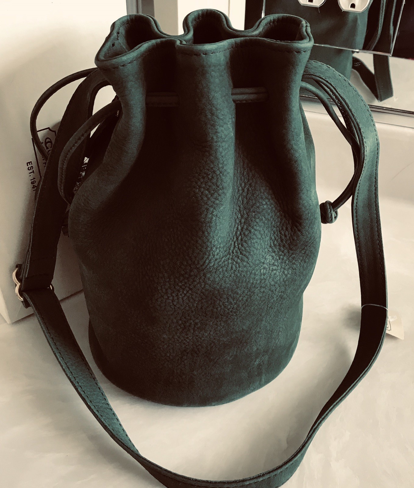 NWT COACH VINTAGE SONOMA NUBUC GREEN SPRUCE LEATHER BUCKET