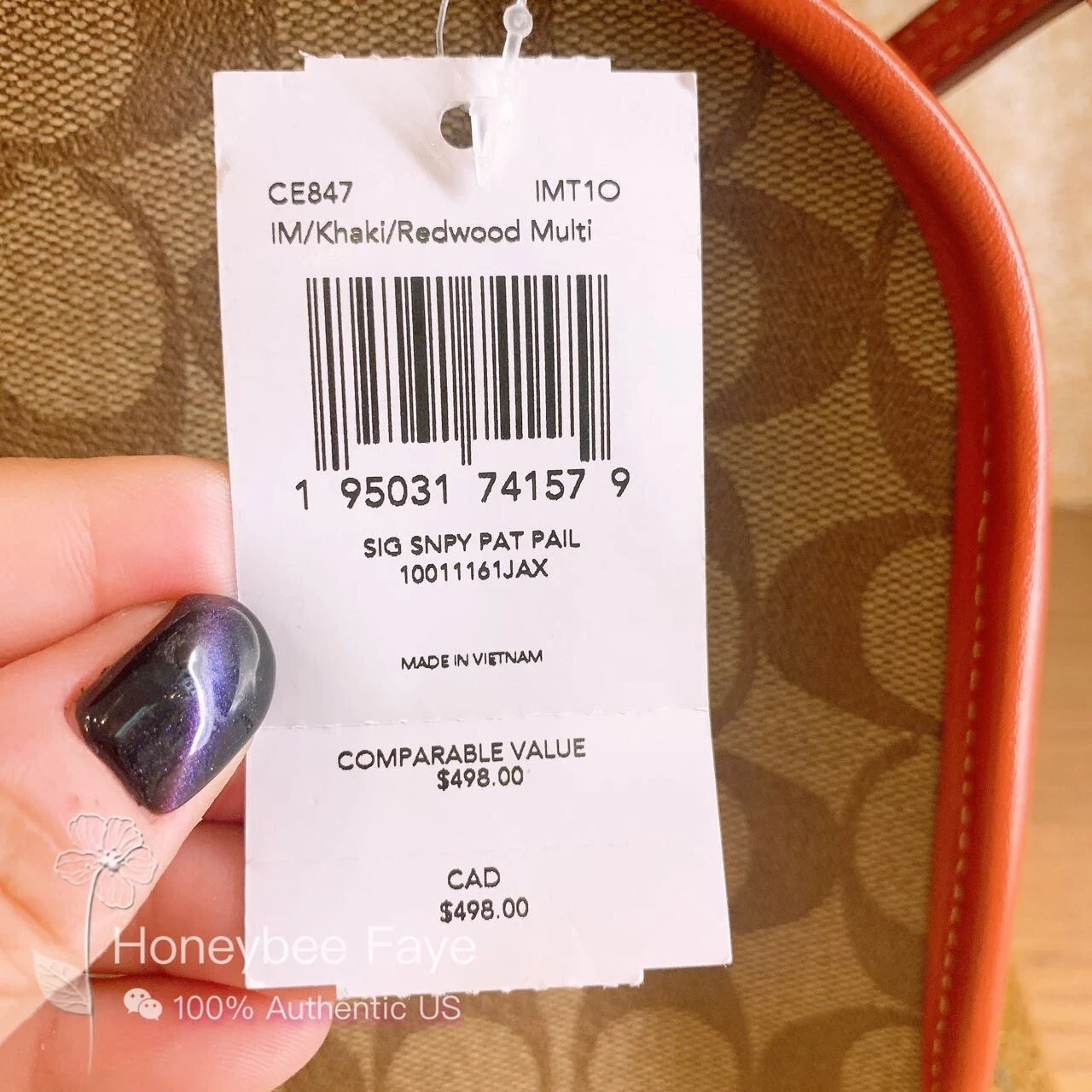 Secchio pranzo nuovo con etichette Coach X Peanuts in tela firmata con toppe CE847