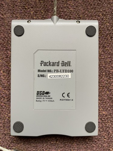Packard Bell USB External Floppy Disk Drive Blue - Original Condition FREE P&P! - Afbeelding 5 van 9