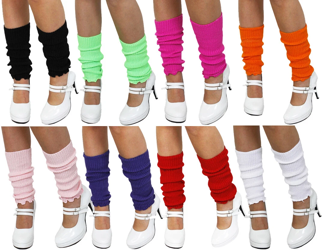 WOMENS 80S LEG WARMERS GIRLS FOOTLESS SLOUCH SOCKS DANCE BALLET