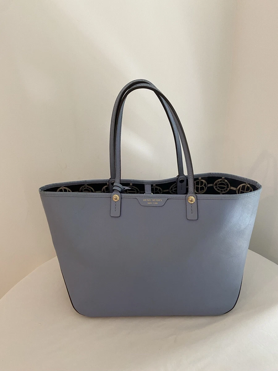 blue saffiano leather tote