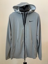 Nike Dri Fit Hooded Full Zip Up Jacket Mens Size Large Gray