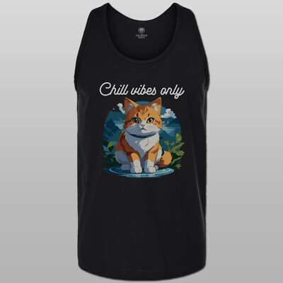 Chill Vibes Only Cat Graphic Tank Top