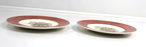 "LOTE/2 placas de ensalada de jardín de Wedgwood Queen's Ware Sarah's 8-1/4" borde de terracota - Imagen 7 de 11