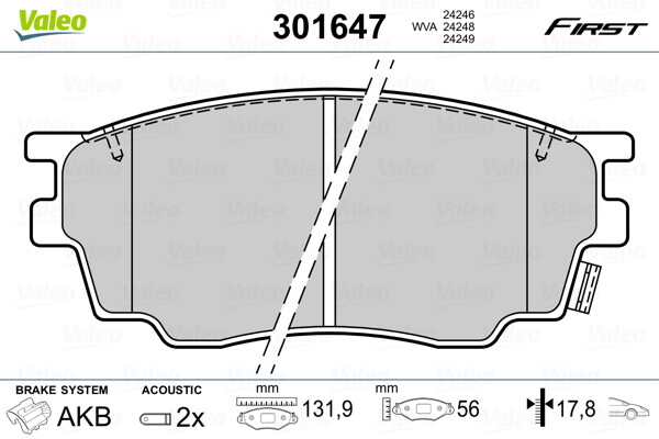 301647 VALEO Brake Pad Set, disc brake for MAZDA