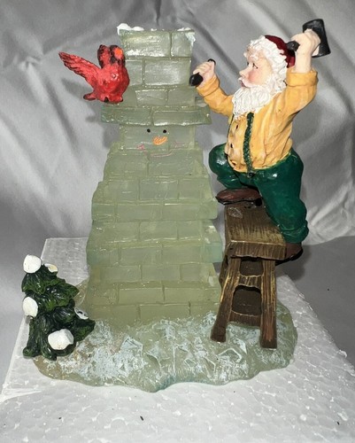 Christmas Village Decoration Santa on Ladder Carving Snowman out of Block Ice - Picture 7 of 10