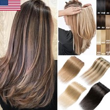 One Piece Weft 3/4 Full Head Clip in Real Remy Human Hair Extensions Seamelss US