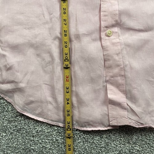 Polo Ralph Lauren Shirt Men XLT Pink Button Roll Tab Long Sleeve Linen Pockets - Picture 8 of 14