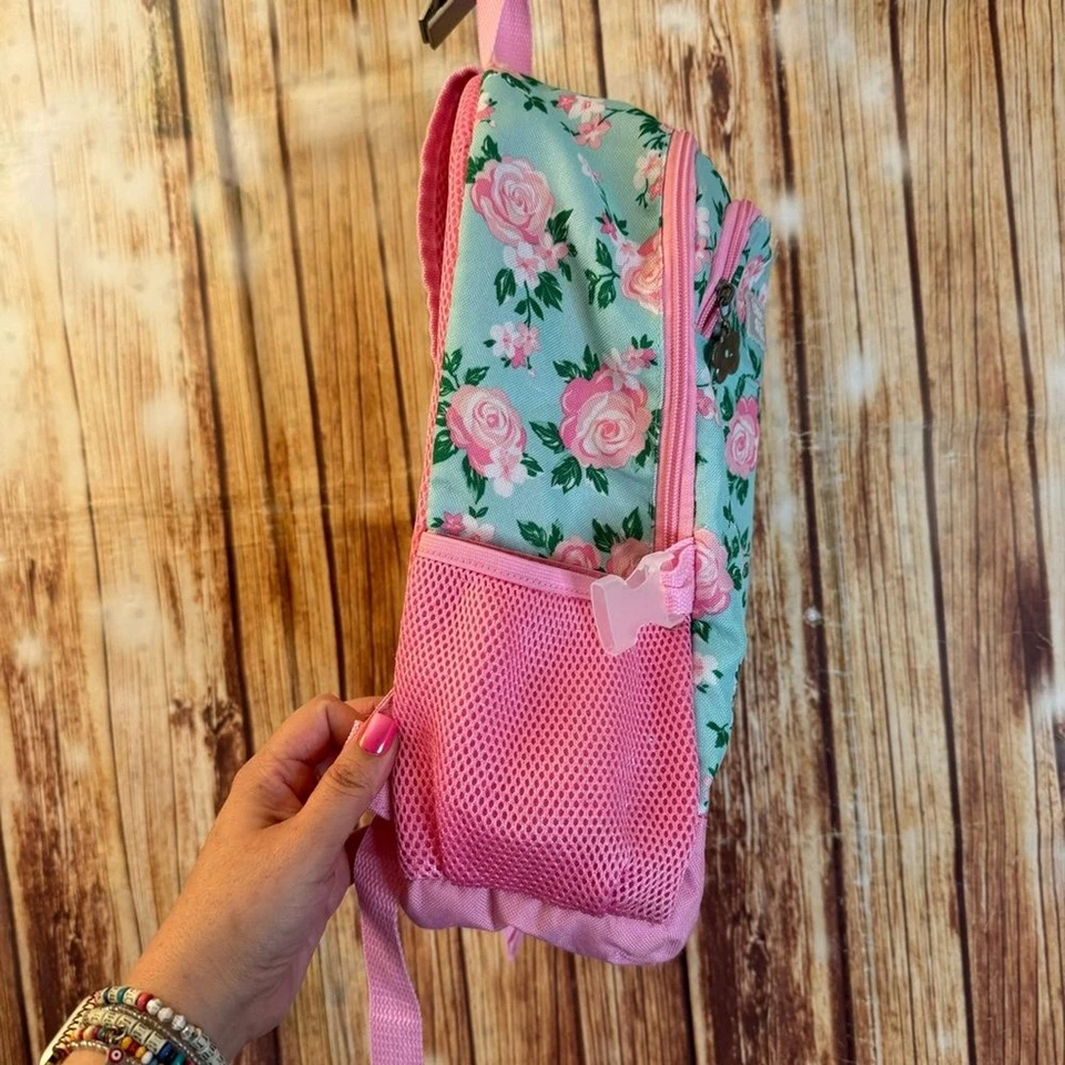 Mochila rosa floral demais limitada fecho com zíper - Imagem 2 de 4