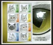 Gambia 2001 - Cats - Sheet of 8 Stamps - Scott #2286 - MNH