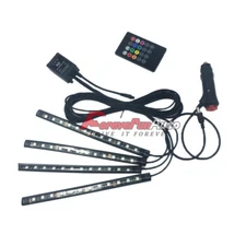 4Pcs RGB 48 LED Strip Under Car Tube Underglow Underbody System Neon Light Kit