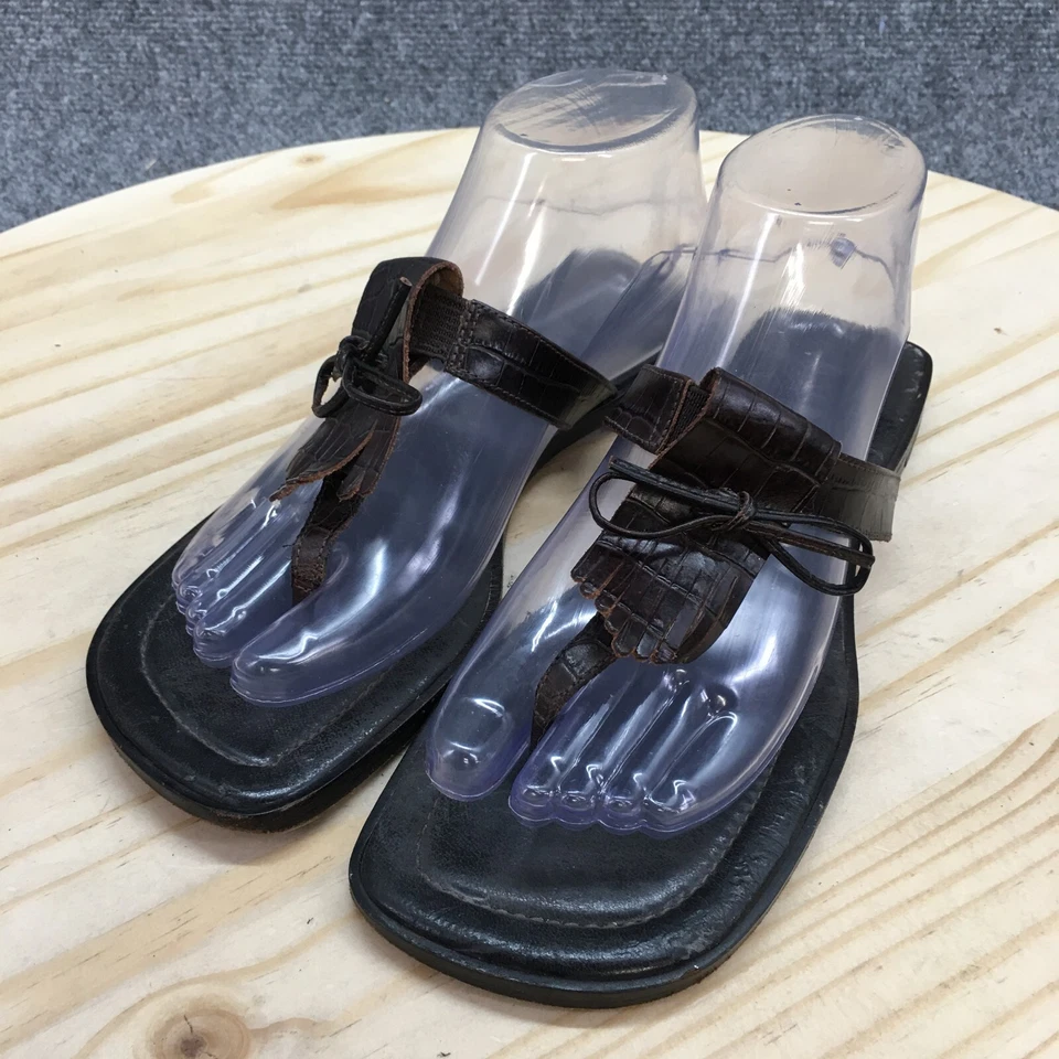 Sandalias planas Lauren Ralph Lauren para mujer 7 B Kiltie sin cordones de cuero marrón Foto 3 de 4