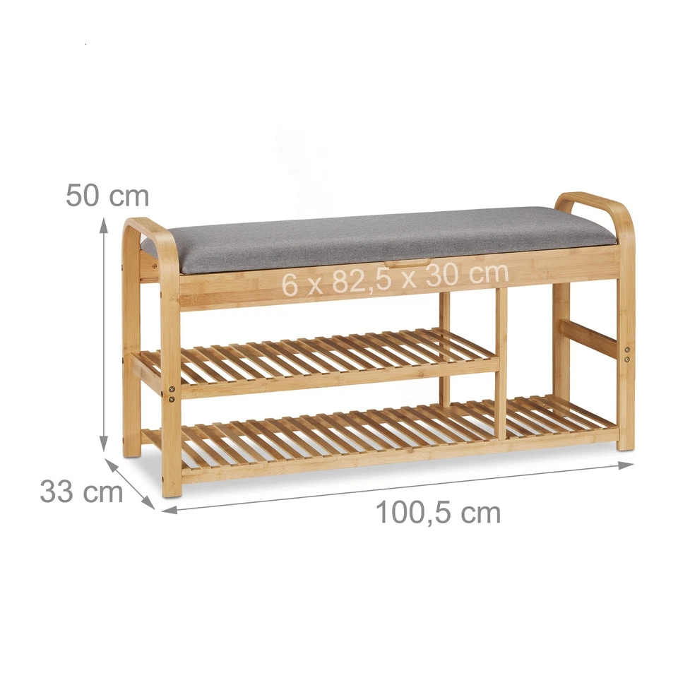 Schuhbank Flursitzbank Garderobenbank grau Schuhbank mit Stauraum leicht - Bild 4 von 4