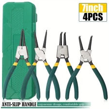 Snap Ring Pliers Set, 4pcs 7" Internal/External Circlip Pliers Kit with Straight