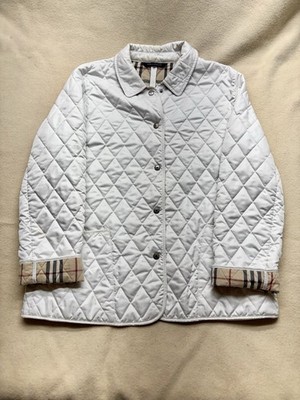 Burberry England Vintage White Nova Check Quilted Womens Jacket L