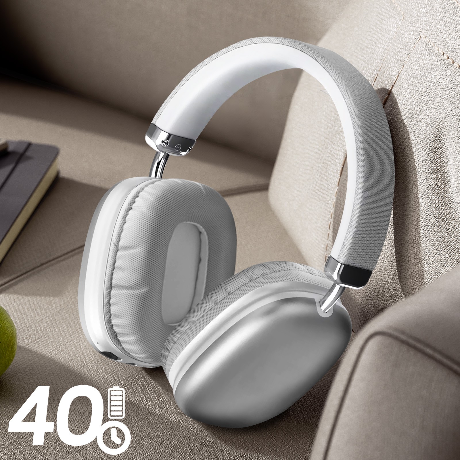 Casque sans fil Bluetooth argent pour appels mains libres clairs - 3