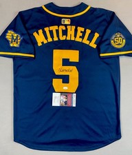 MILWAUKEE BREWERS- GARRETT MITCHELL AUTOGRAPH #5 NIKE JERSEY JSA CD81216