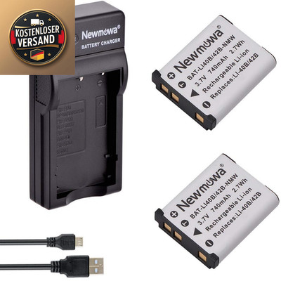 Newmowa Li42B Akku 2er Pack USB Ladegerät Olympus kompatibel
