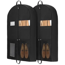 2 Pcs 43" Heavy Duty Garment Bags – Gusseted Suit Bags with Handles & Pocket