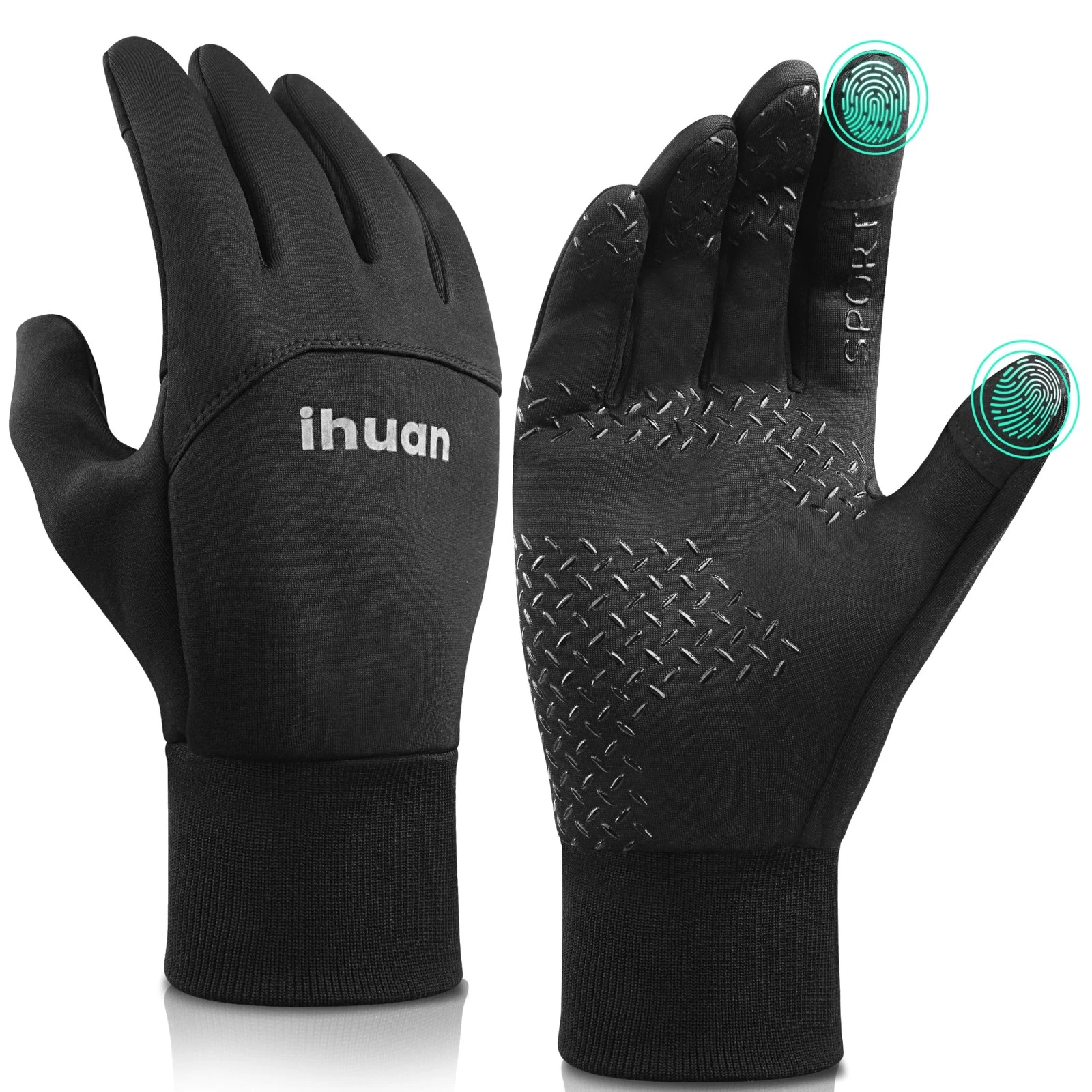 ihuan Winter Waterproof Gloves for Men Women Warm X-Small, Classic Black