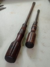 2 Antique Wood Handle Heavy Screwdrivers