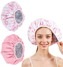 2PCS Reusable Hair Mask Cap, Heat Deep Conditioning Shower Cap for Long Hair