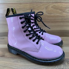 Dr Martens Big Girls Boots Size 3 Pink Patent Leather Lace Up Combat 1460