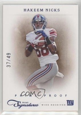 2011 Panini Prime Signatures Prime Proof Blue 37/49 Hakeem Nicks #72 0k3t