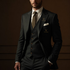 Men  s Black 3-Piece Suit   Tailored Slim Fit Wedding Formal