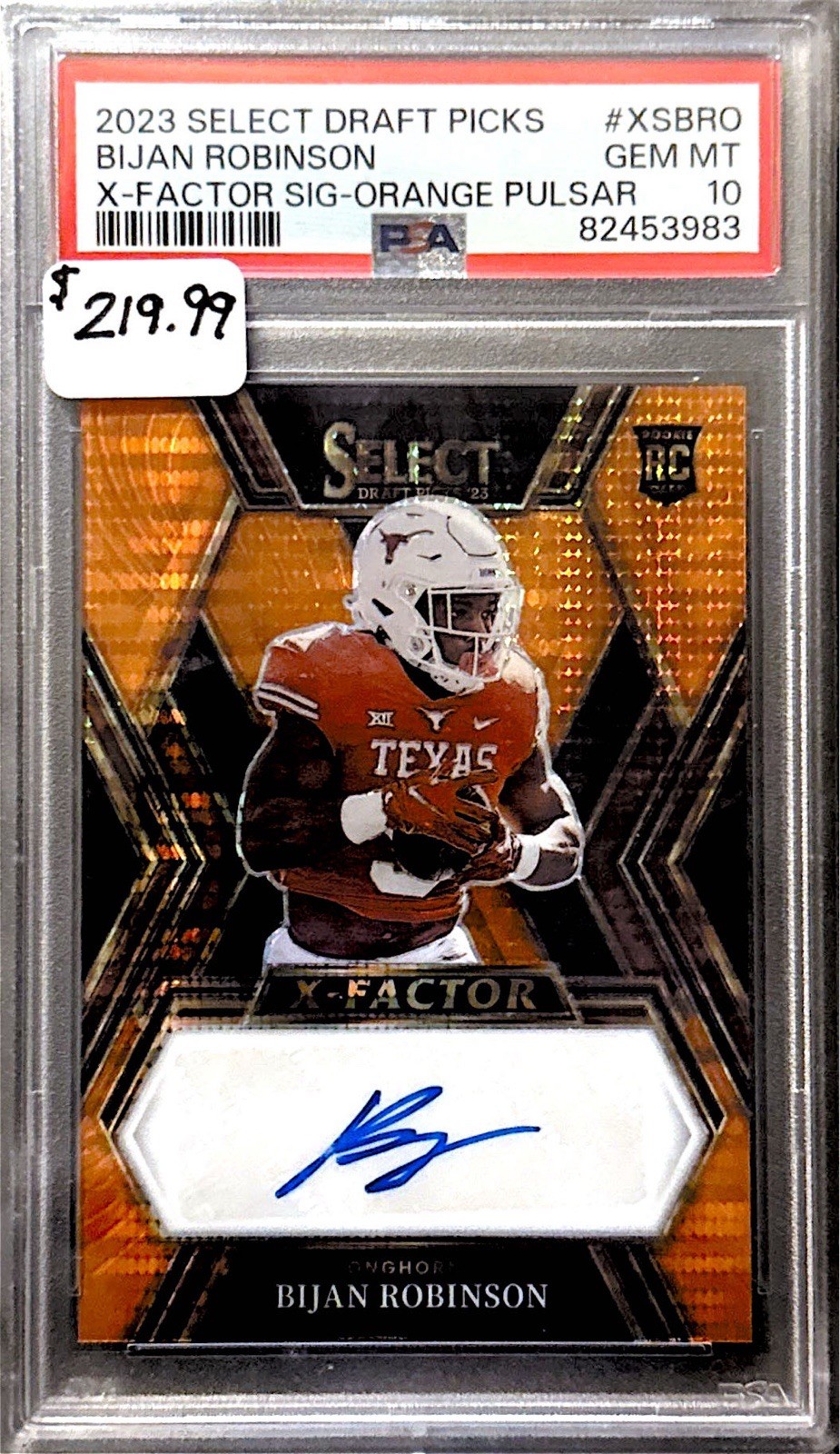 Bijan Robinson Panini Select Draft Picks X-Factor Signatures #XSBRO Orange Pulsar