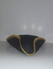 Black  Gold Tricorne Hat Colonial Pirate Costume Hat ADULT
