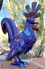 ALEBRIJE, A VERY LARGE HAND CARVED AND PAINTED CHICKEN PEPE SANTIAGO