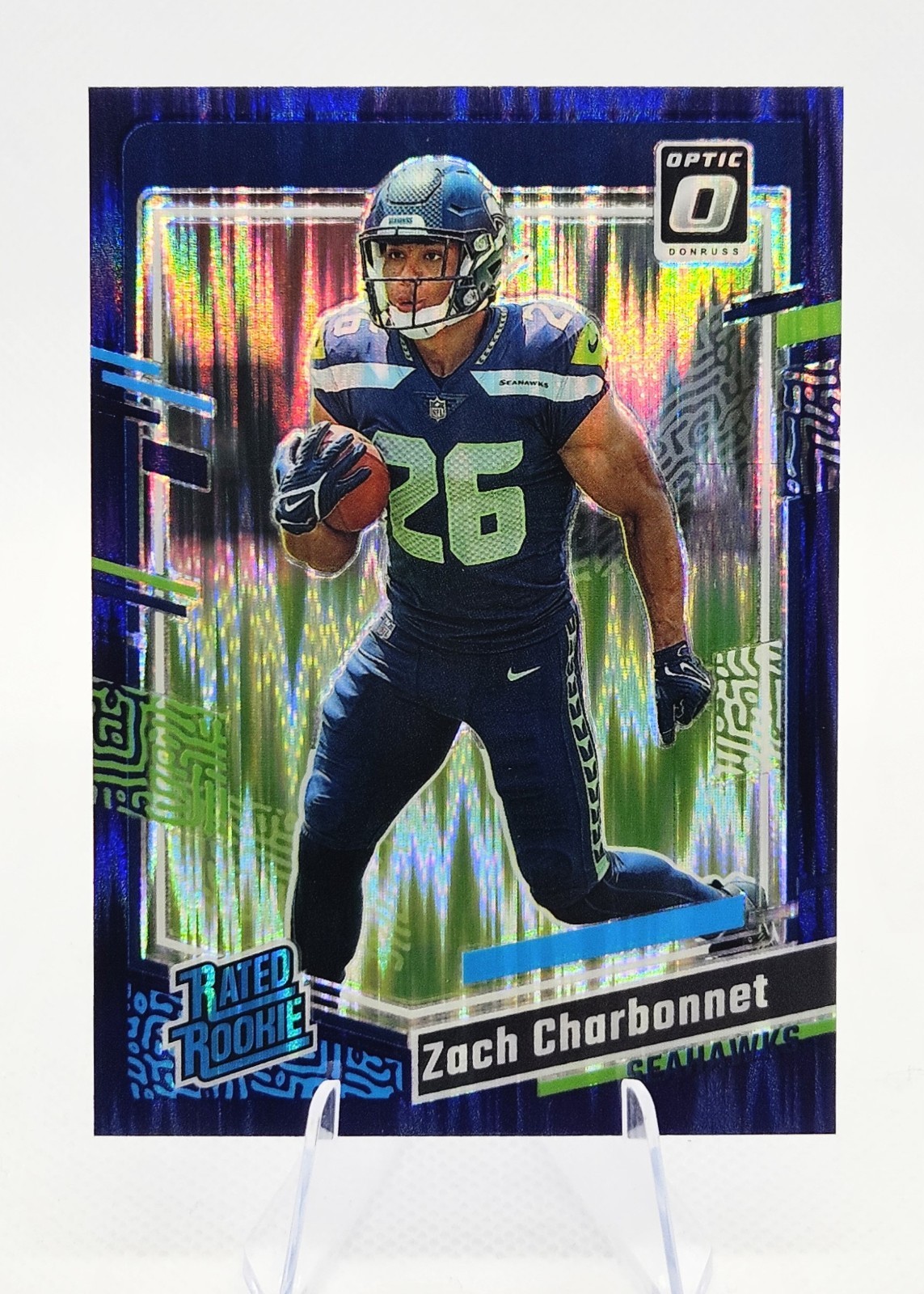 2023 Panini Donruss Optic - Rated Rookie Zach Charbonnet #294 Purple Shock Prizm