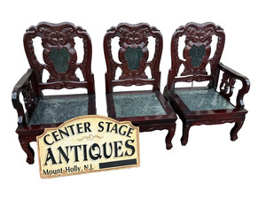 67209 Oriental 3 Section Sofa Couch Chair with Marble Inserts + 2 sided Cushions
