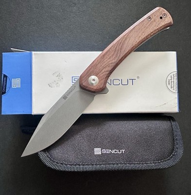 Sencut Snap Folding Knife SA05D-V1 Stonewash 9Cr18MoV Blade Cuibourtia Wood