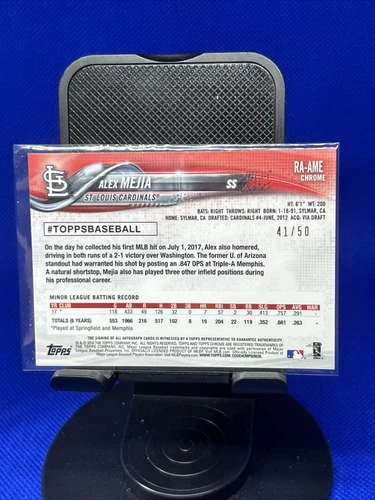 2018 Topps Chrome Alex Mejia Rookie Auto St. Louis Cardinals RA-AME /50 Gold - Picture 2 of 2