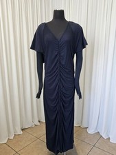 Soft Joie Navy Ruched V-Neck Maxi with Short Sleeves